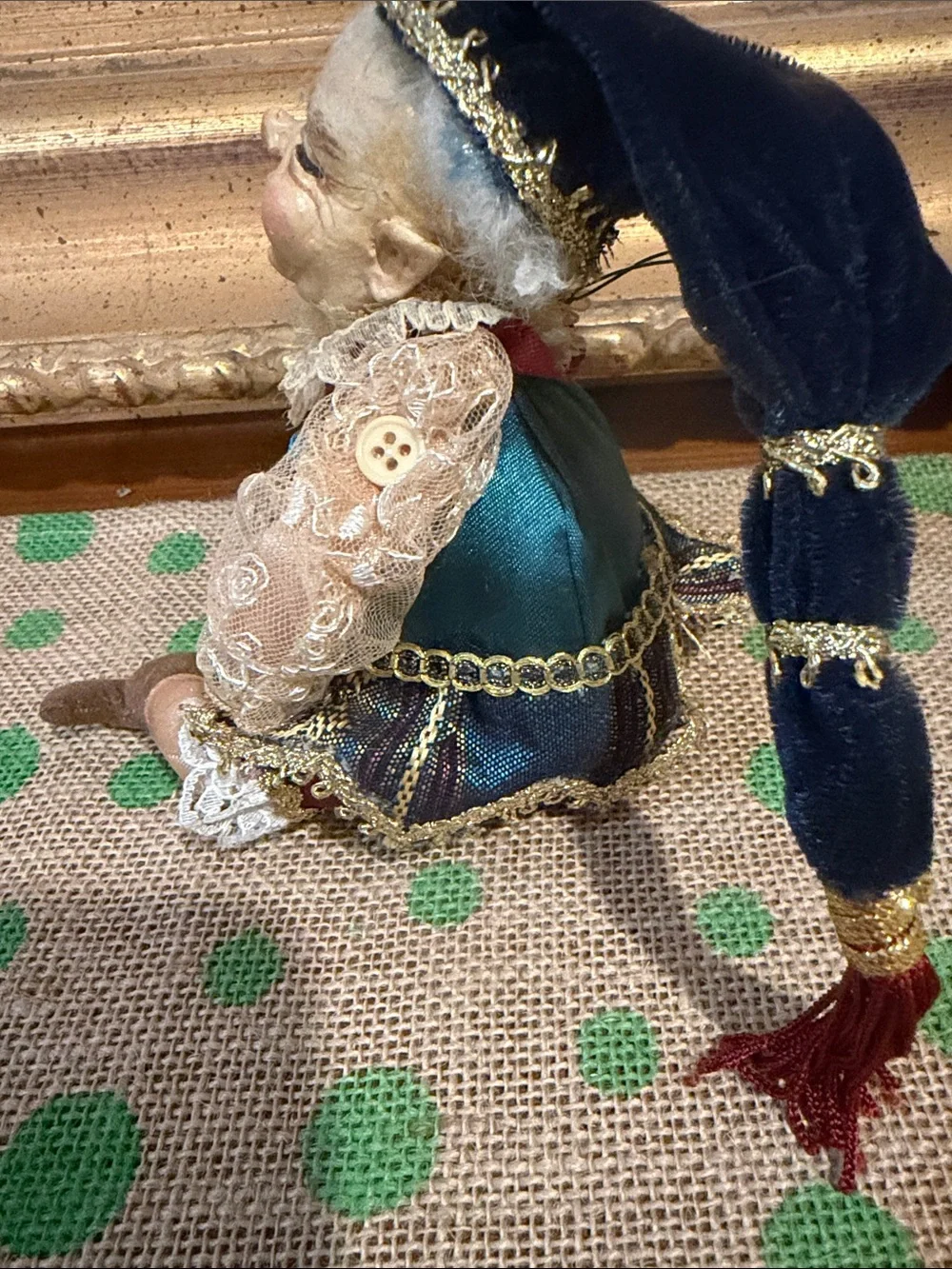 Wayne Kleski Handcrafted Festive Elf Figurine in Jewel Tones retired